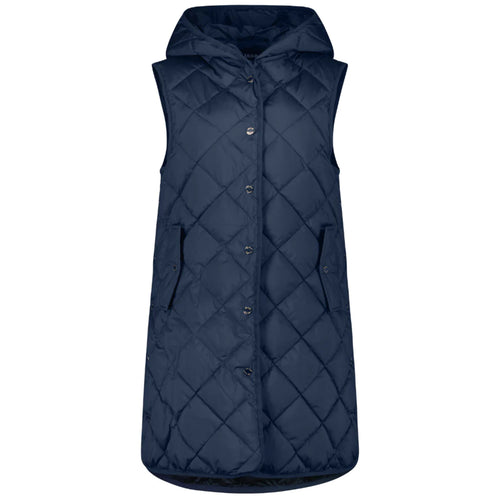 ‘Mae’ Quilted Long Vest - Midnight Blue