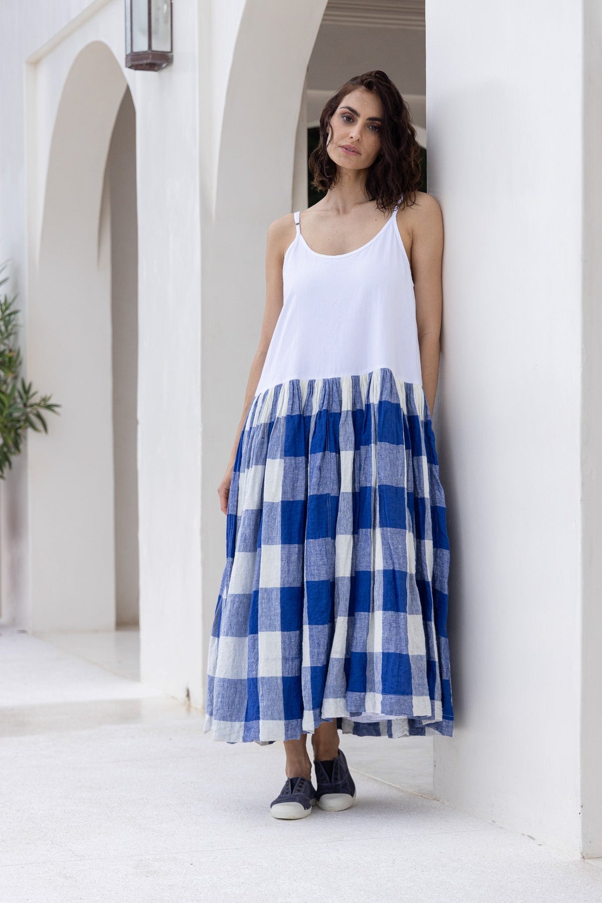 Meg By Design - High Tea Slip - Linen - Blue Gingham