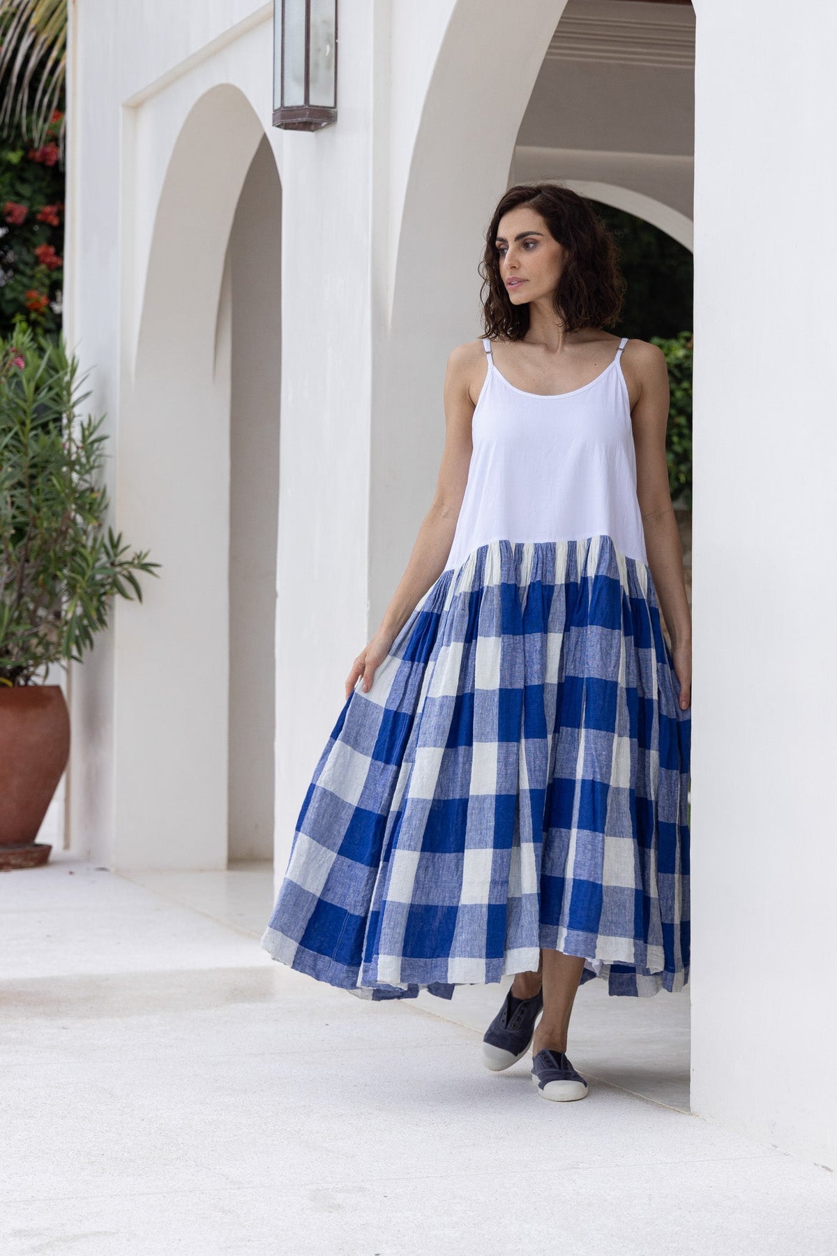 Meg By Design - High Tea Slip - Linen - Blue Gingham