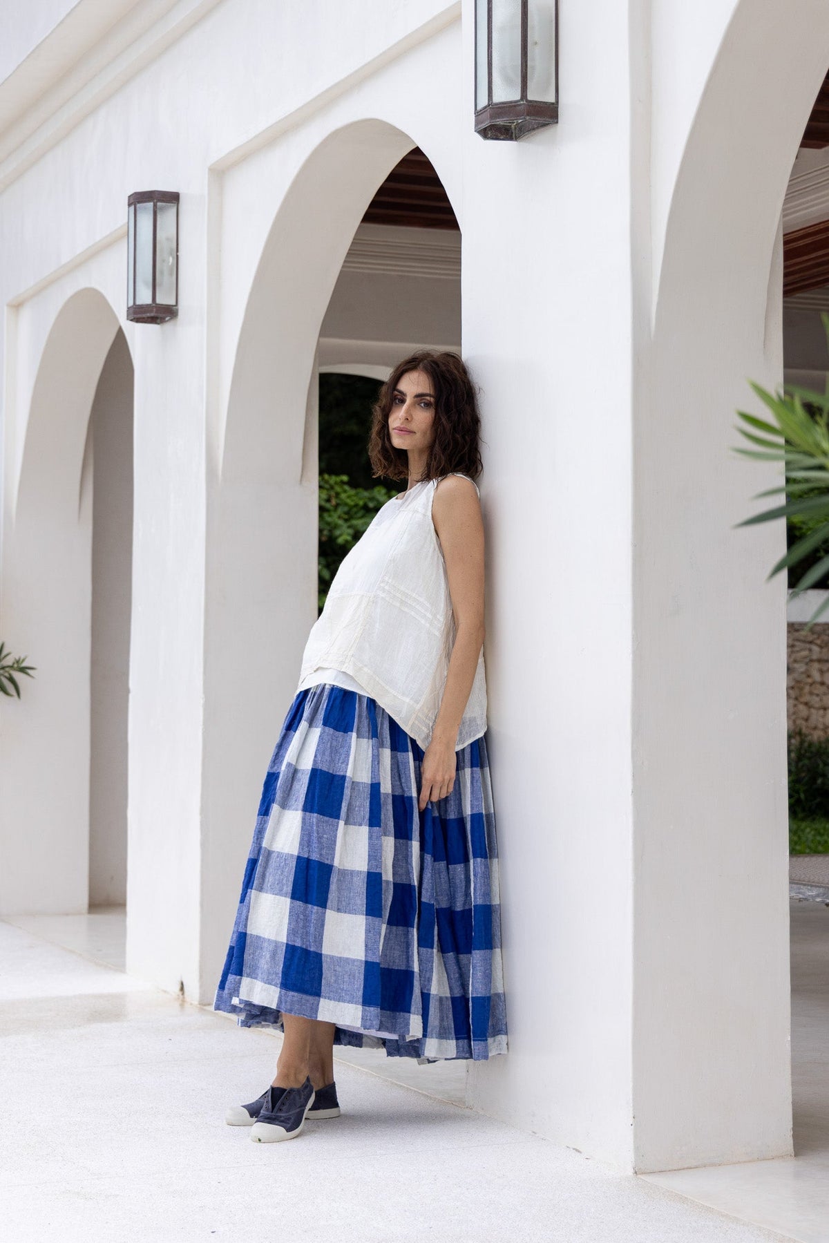 Meg By Design - High Tea Slip - Linen - Blue Gingham