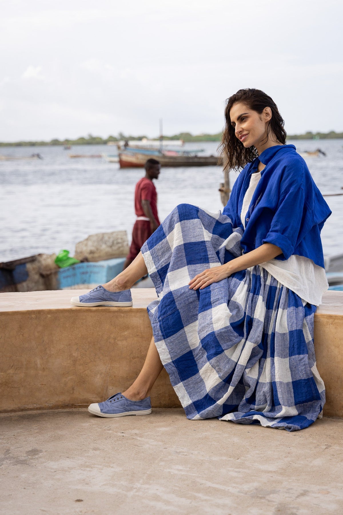 Meg By Design - High Tea Slip - Linen - Blue Gingham
