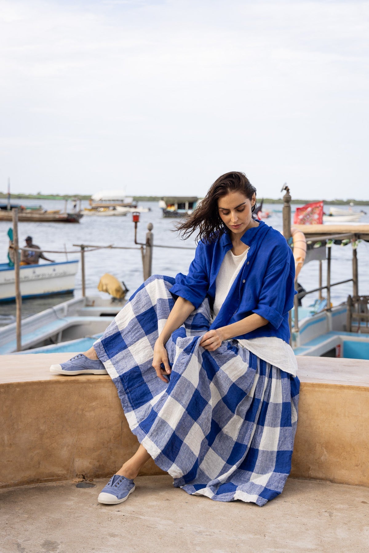 Meg By Design - High Tea Slip - Linen - Blue Gingham