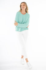 JUMP Clothing Linen Knit Slub Rib Pullover - Seafoam