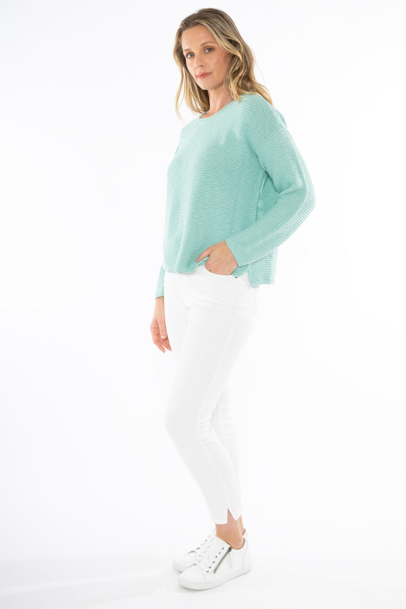 JUMP Clothing Linen Knit Slub Rib Pullover - Seafoam