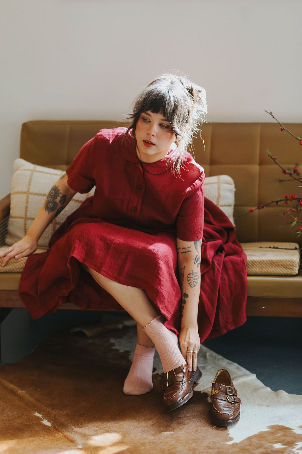 Montaigne - Vianne - Linen Dress Pleats And Side Pockets