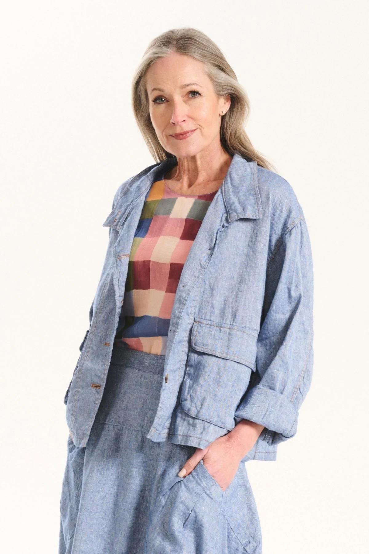 Olga De Polga - Billie Jacket - Linen Venice Beach - Denim Blue