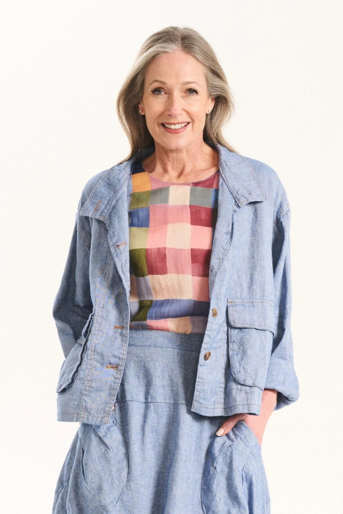 Olga De Polga - Billie Jacket - Linen Venice Beach - Denim Blue