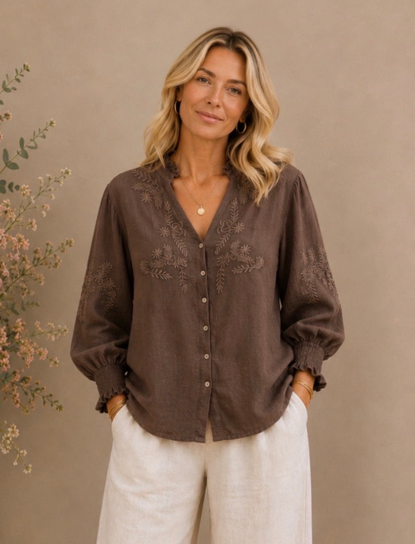 Free Angel - Ricamata – Relaxed Linen Top