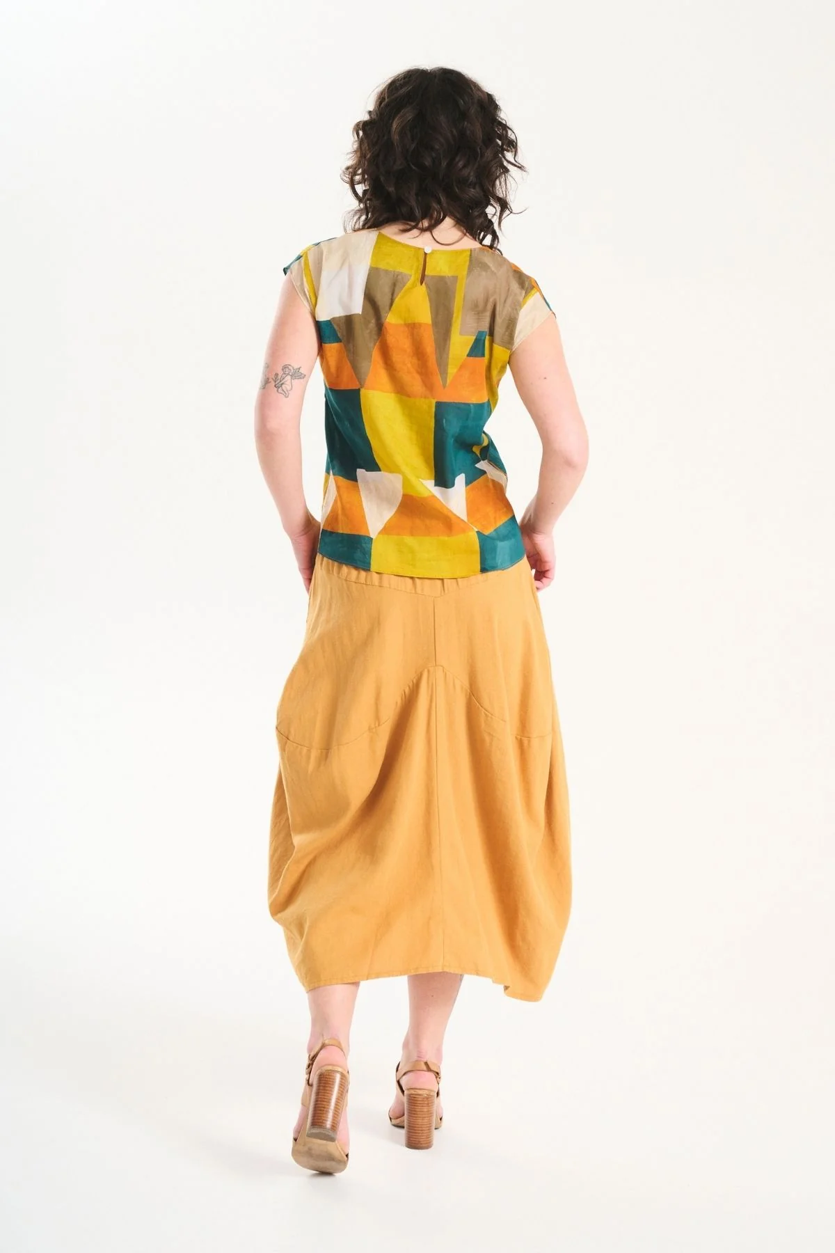 Olga De Polga - Milwaukee Weir Linen/Cotton Skirt - Mustard