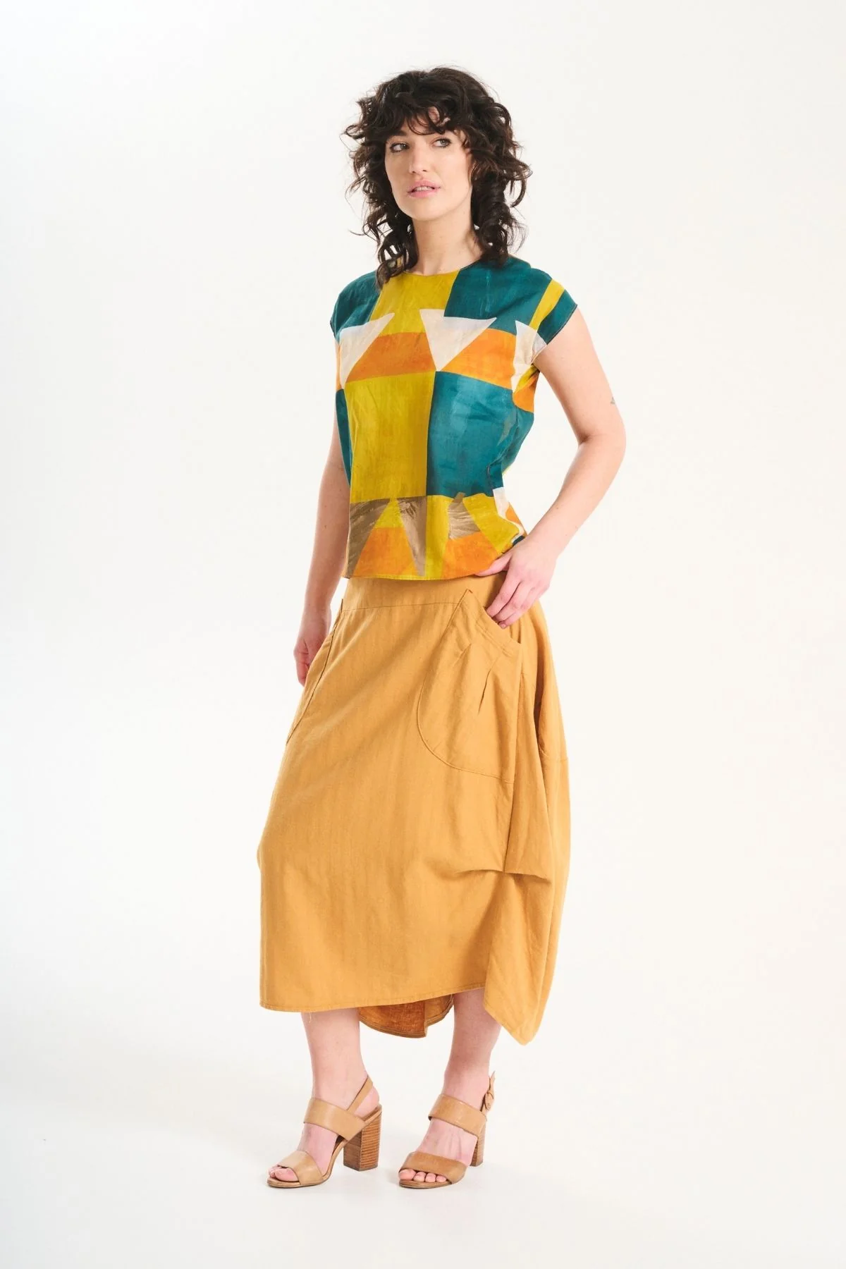 Olga De Polga - Milwaukee Weir Linen/Cotton Skirt - Mustard