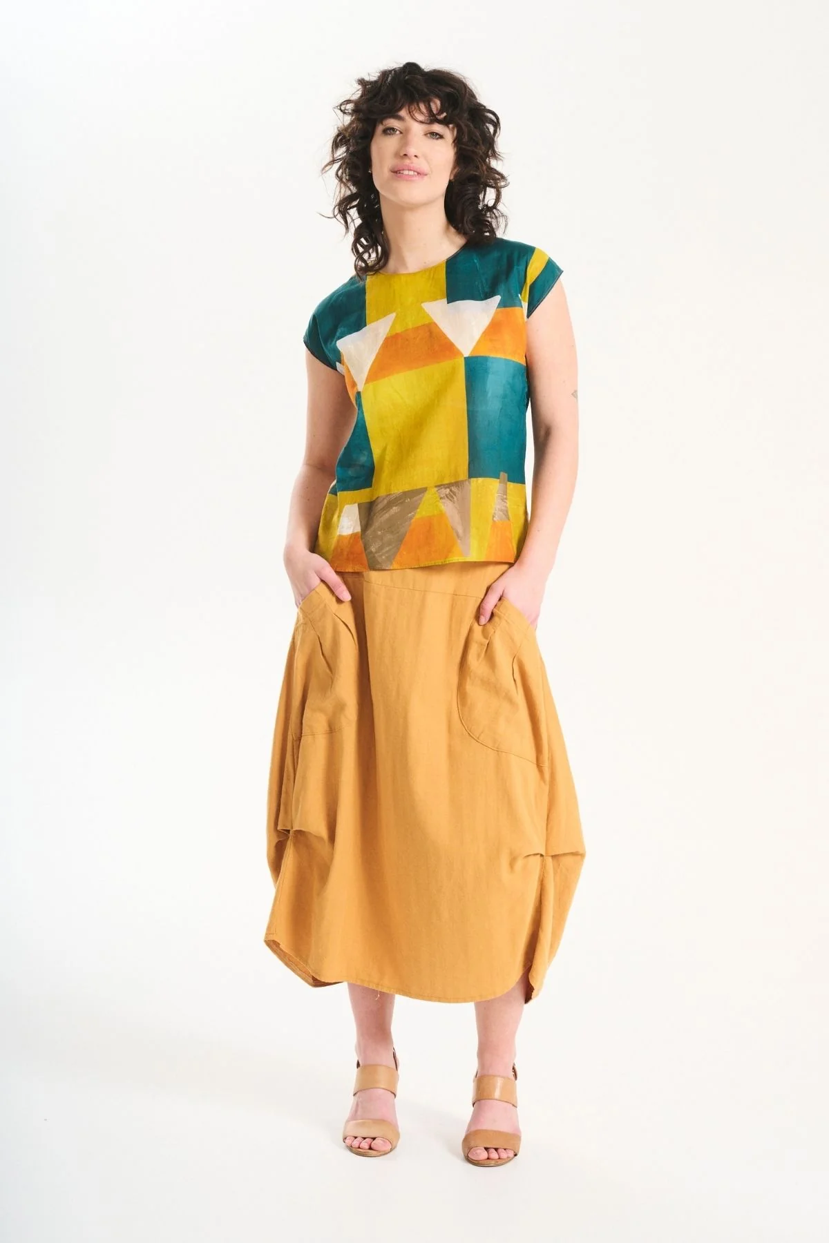 Olga De Polga - Milwaukee Weir Linen/Cotton Skirt - Mustard