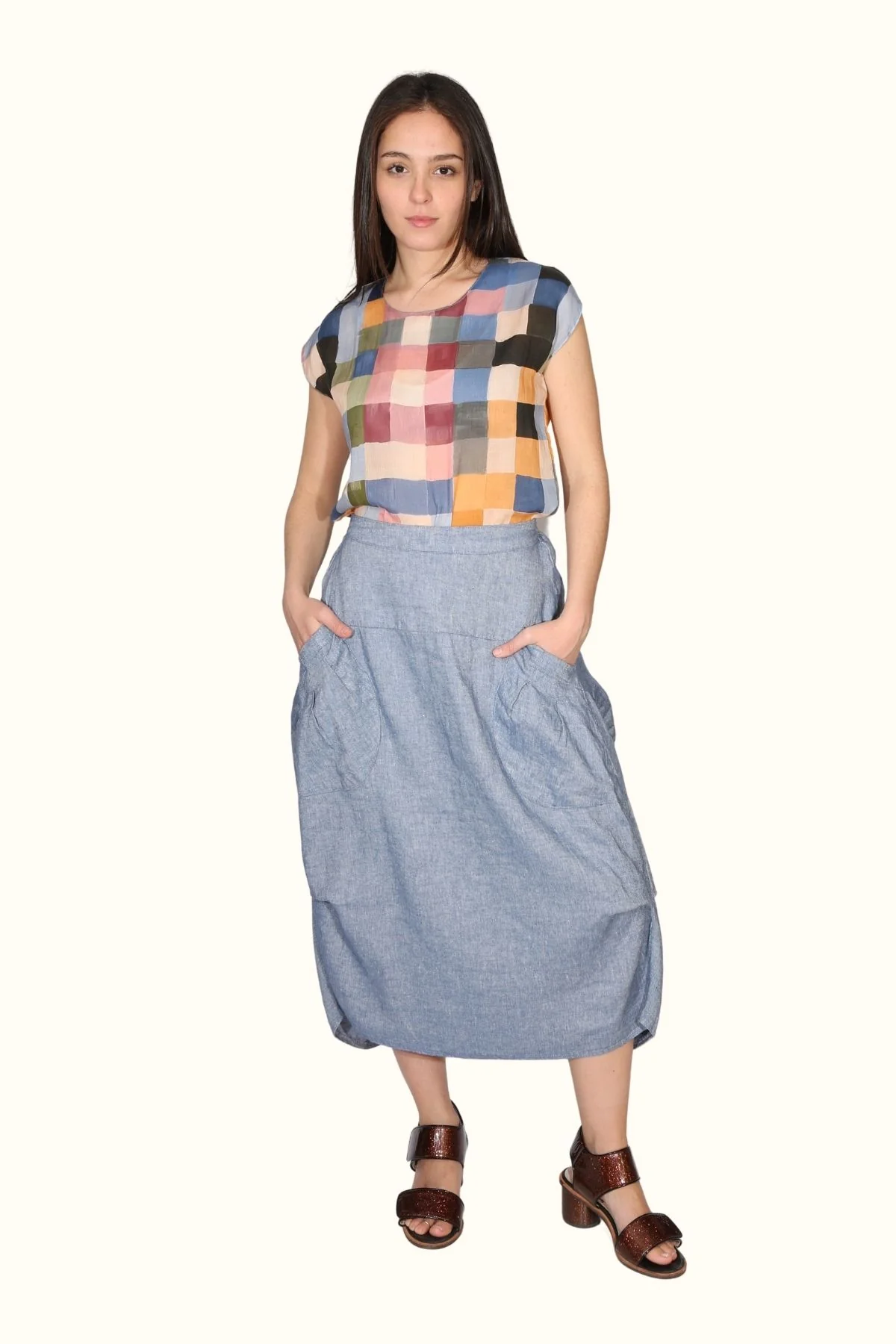 Olga De Polga - Milwaukee Venice Beach Linen Skirt - Denim Blue