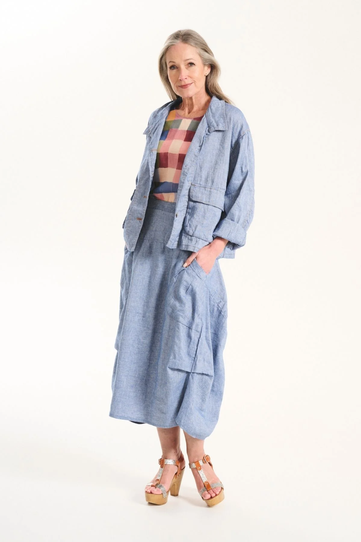 Olga De Polga - Milwaukee Venice Beach Linen Skirt - Denim Blue
