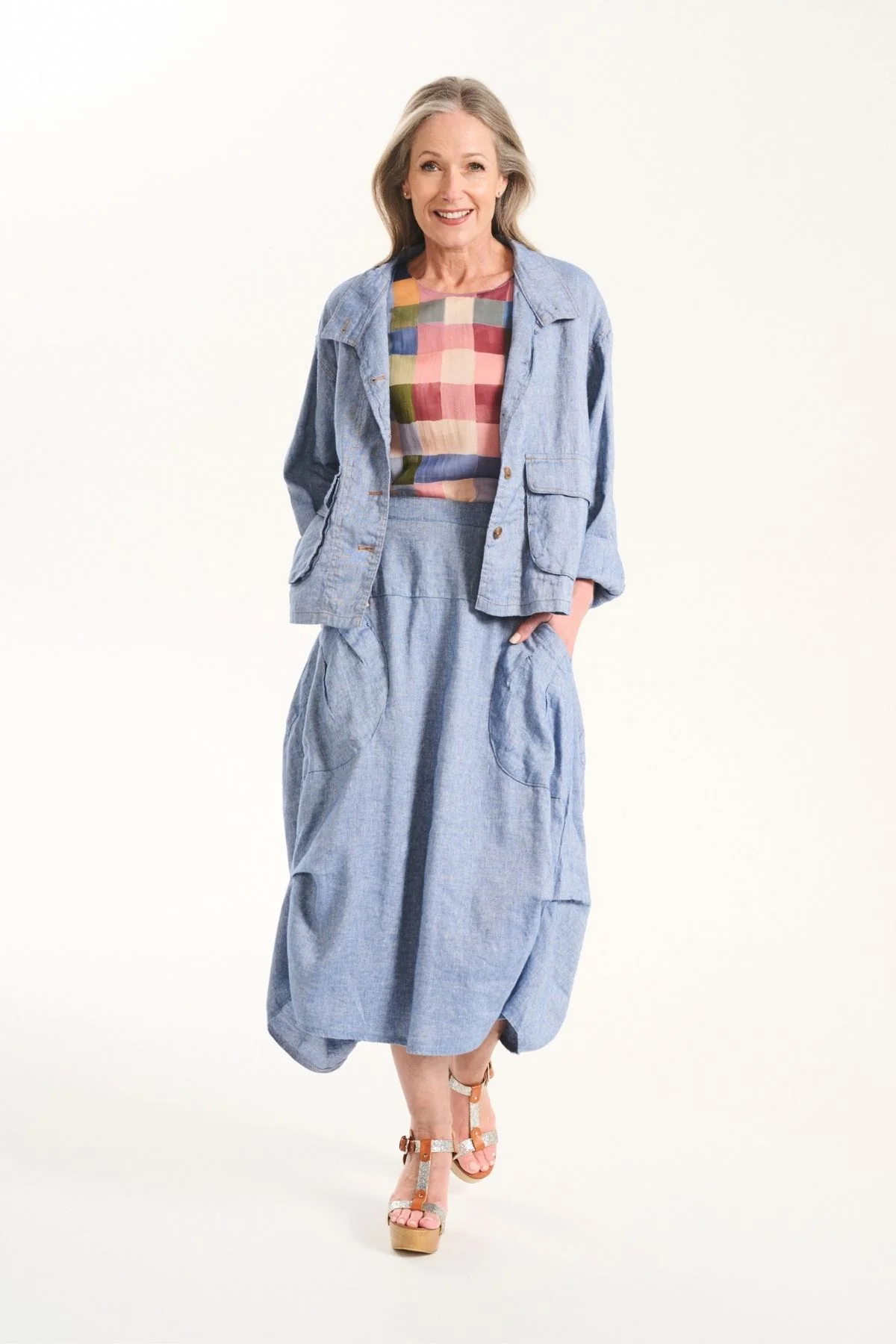 Olga De Polga - Milwaukee Venice Beach Linen Skirt - Denim Blue