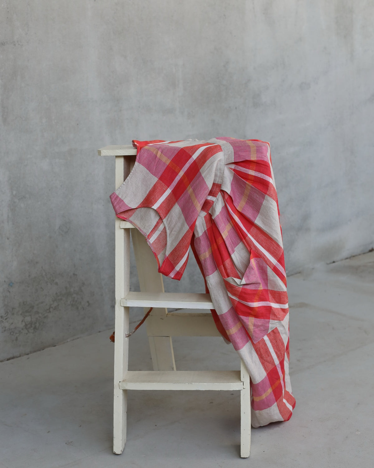 Montaigne - Sartene - French Linen Dress - Orange Check