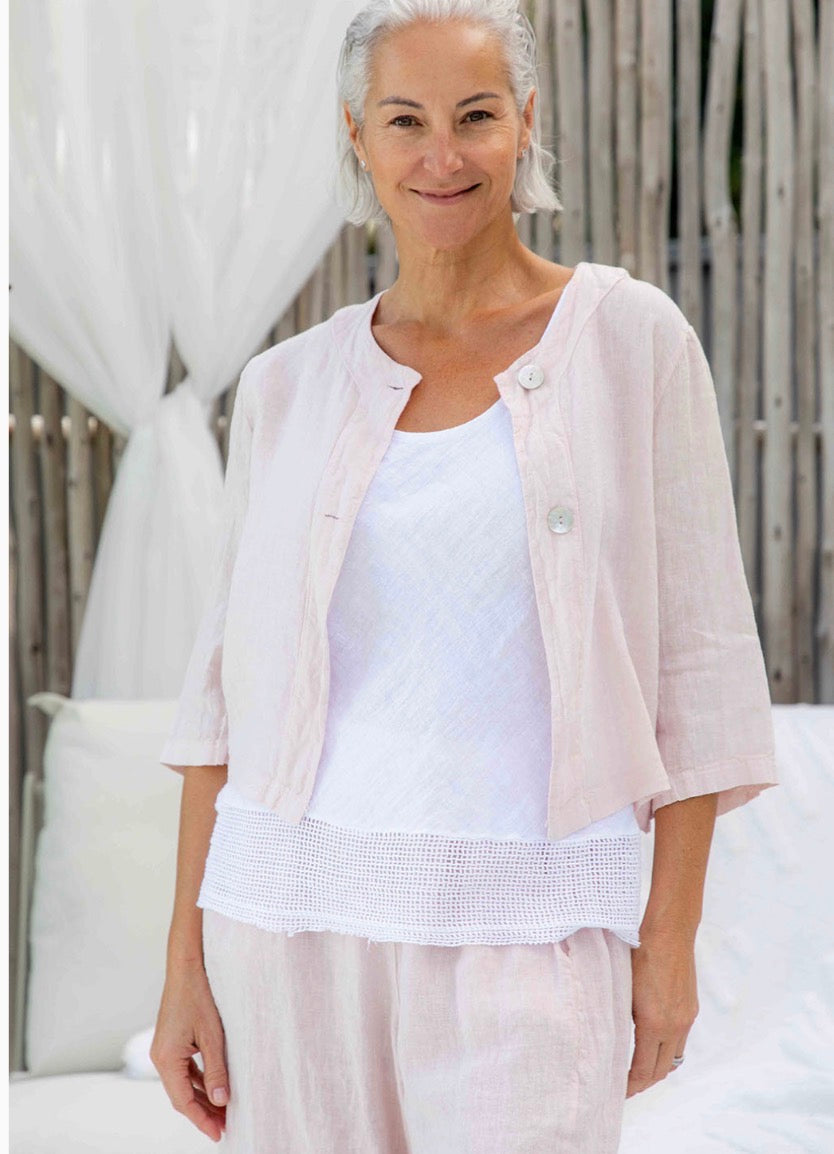 The Italian Cartel - Treviso – Italian Linen Button Front Layering Top/ Jacket