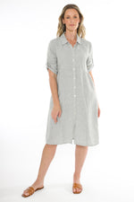 JUMP Clothing Mini Check Linen Dress - Khaki/ White