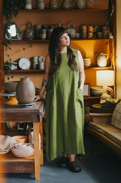 Montaigne - Remy - Italian Linen Dress With Deep Front Pockets