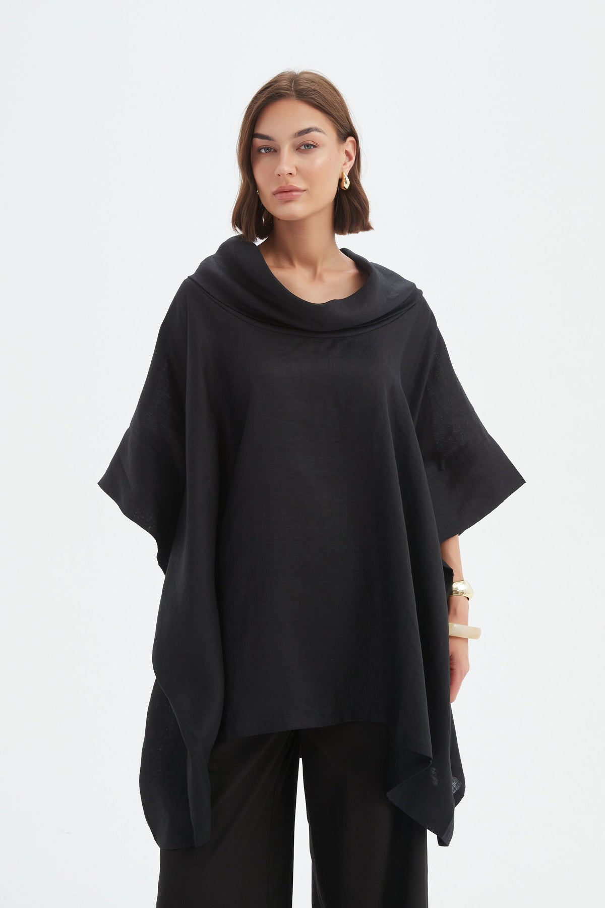 Tirelli - Oversized Collar Linen Poncho - Various Colours
