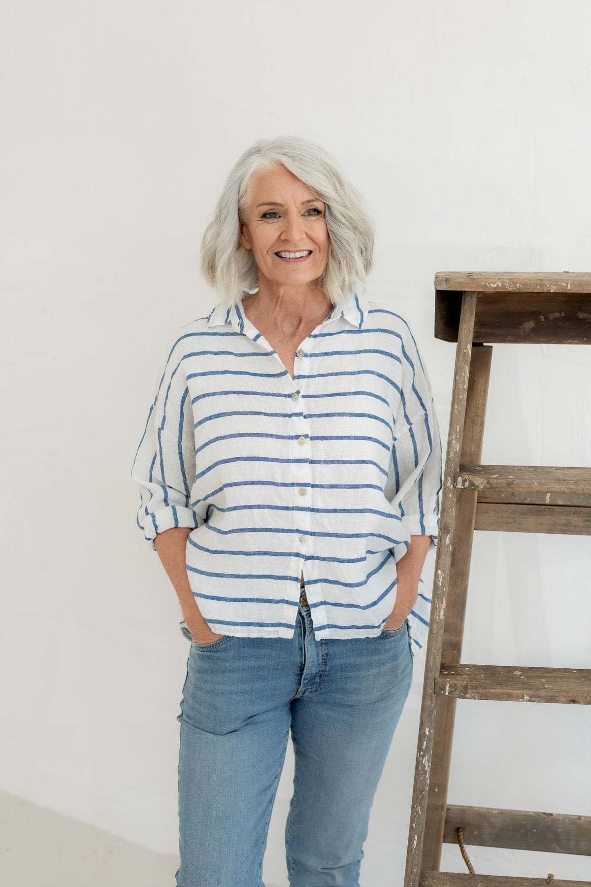Meg By Design - Hamilton - Linen Striped Shirt