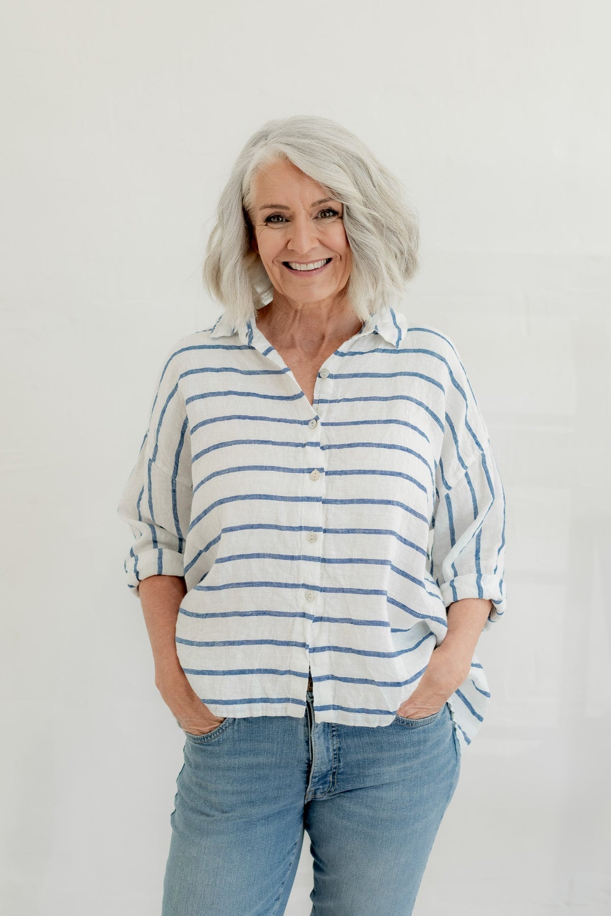 Meg By Design - Hamilton - Linen Striped Shirt