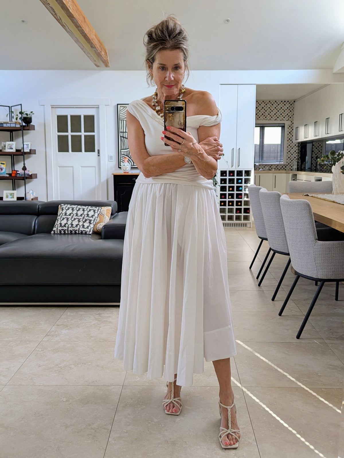 Montaigne - Full Asymmetrical Cotton Poplin Skirt - White