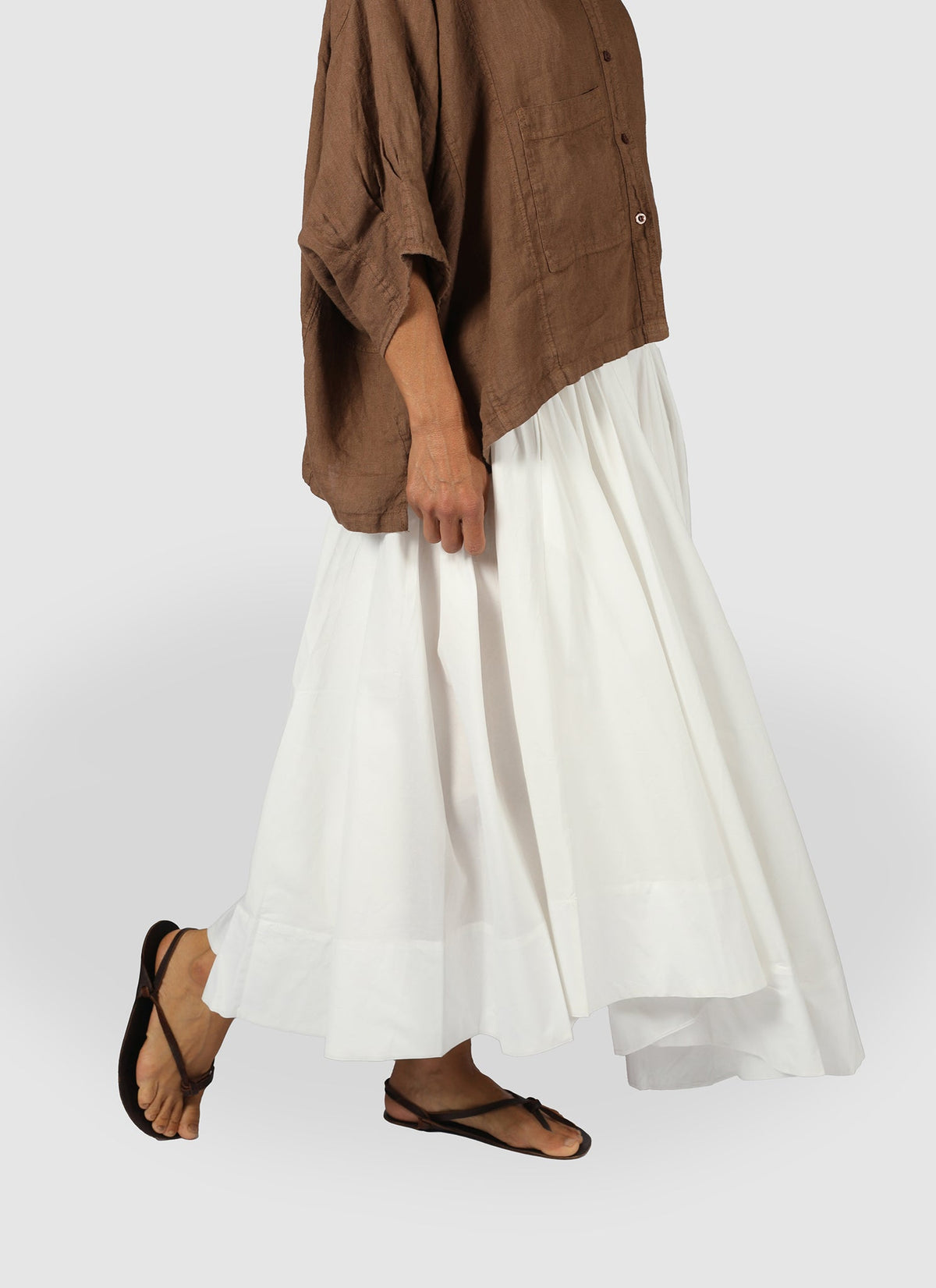 Montaigne - Full Asymmetrical Cotton Poplin Skirt - White
