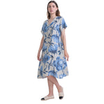 Vera May ‘Sabbia‘ Italian Linen Dress - Blue/Natural