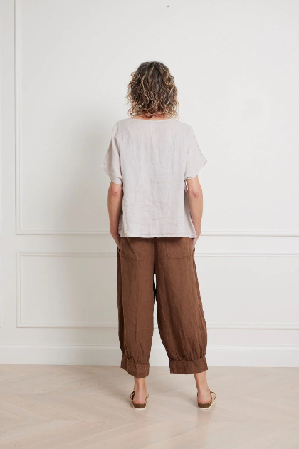 Montaigne - Lee - Linen Short Sleeve Top - Various Colours