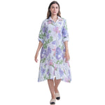 Vera May ‘Gloria‘ Italian Linen Dress - White/Lilac - LAST - Size L/XL