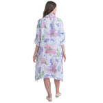 Vera May ‘Gloria‘ Italian Linen Dress - White/Lilac - LAST - Size L/XL