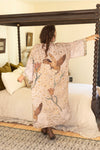 Folklore Bamboo Floral Bird Kimono Duster Robe