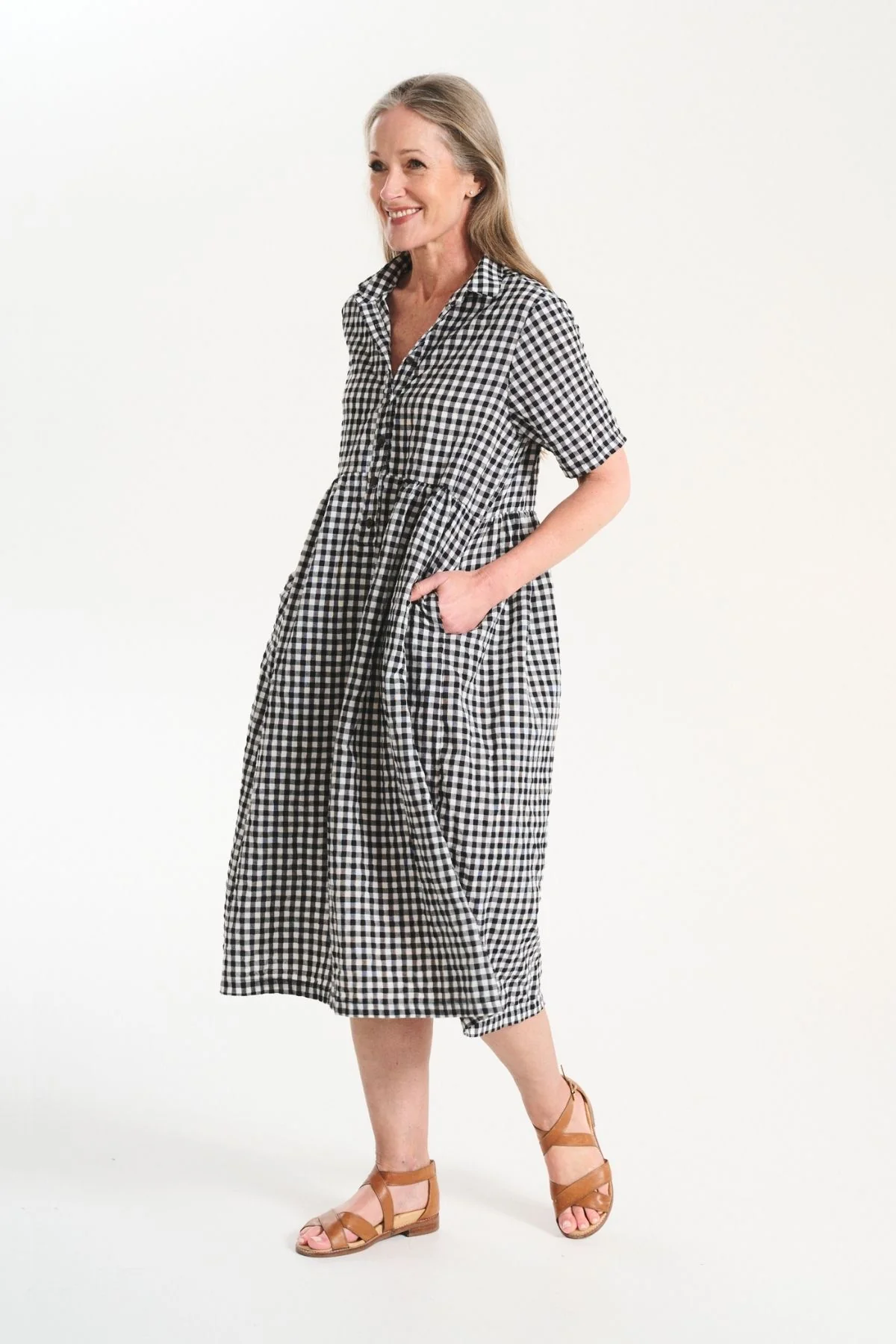 Olga De Polga - Sunseeker Check Cotton Dress - Black