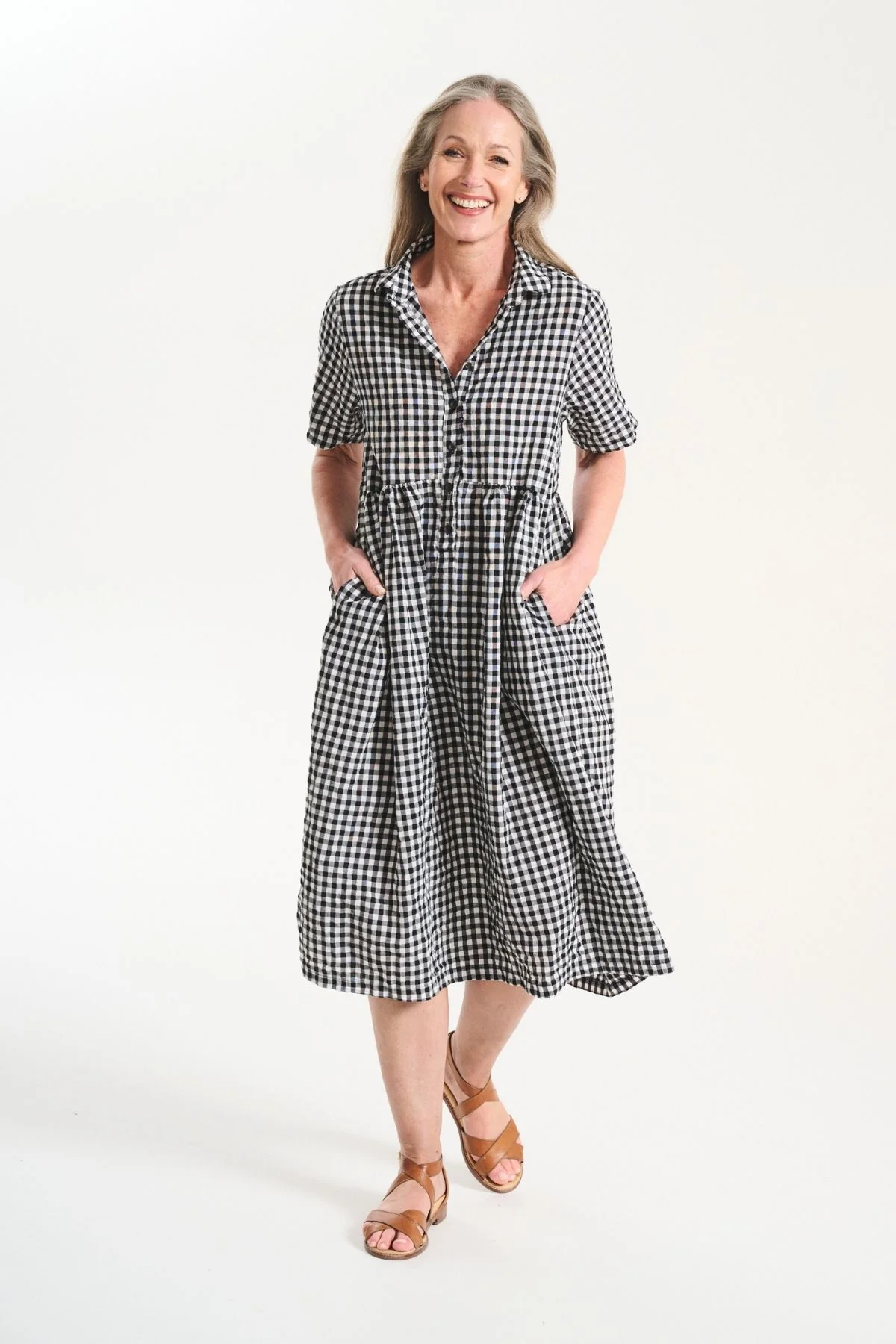 Olga De Polga - Sunseeker Check Cotton Dress - Black