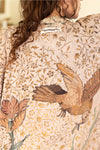 Folklore Bamboo Floral Bird Kimono Duster Robe