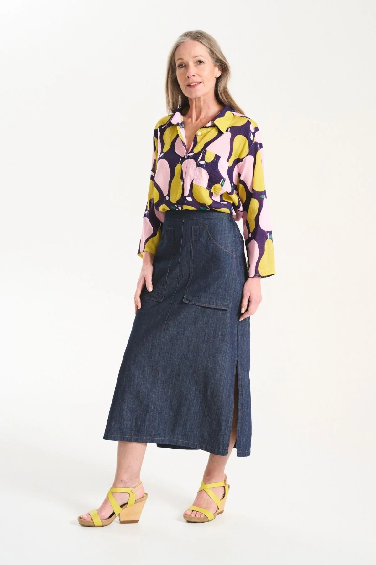 Olga De Polga - Cardiff Skirt Cotton/Linen - Dark Wash Denim