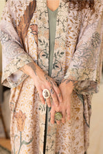 Folklore Bamboo Floral Bird Kimono Duster Robe