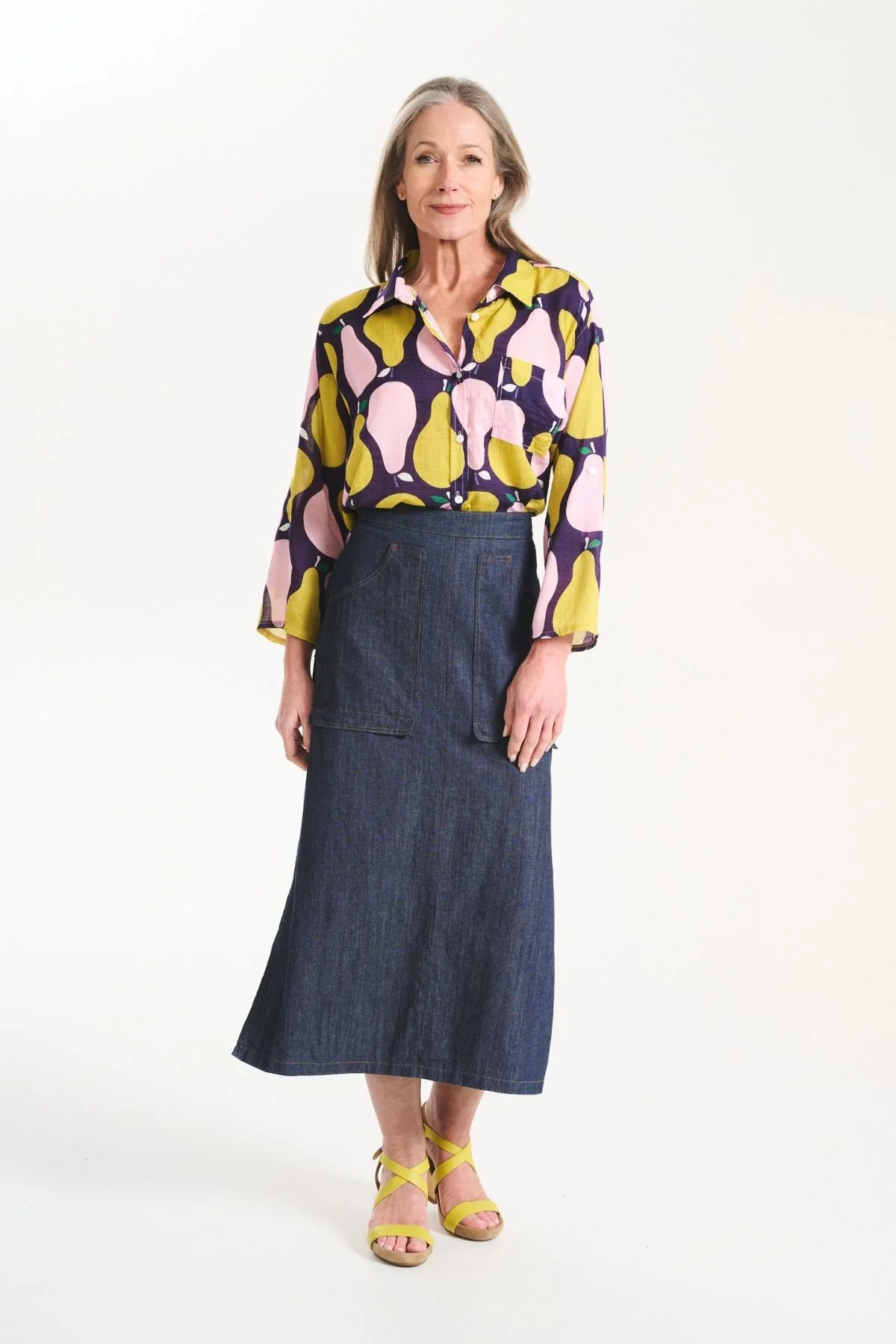 Olga De Polga - Cardiff Skirt Cotton/Linen - Dark Wash Denim