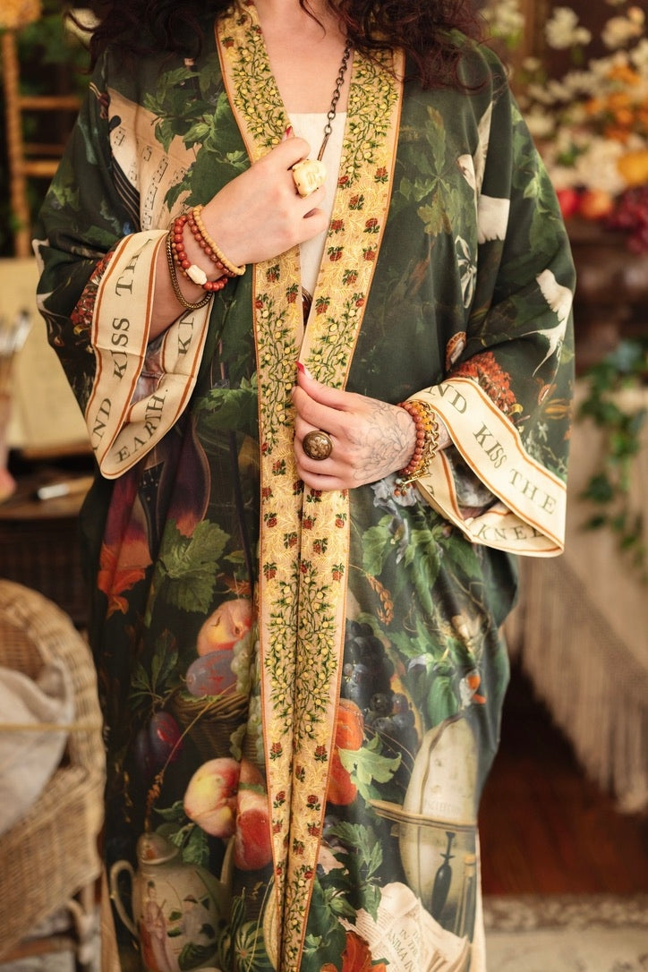 Market Of Stars - Labour of Love - Opera Duster Kimono Duster Robe - Florals & Violin