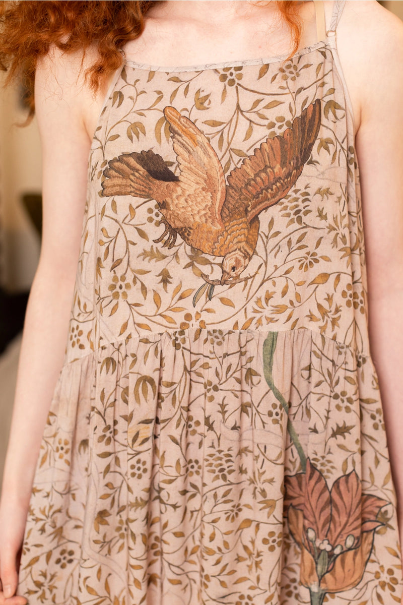 Folklore Floral Bamboo Bohéme Slip Dress with Bird of Peace