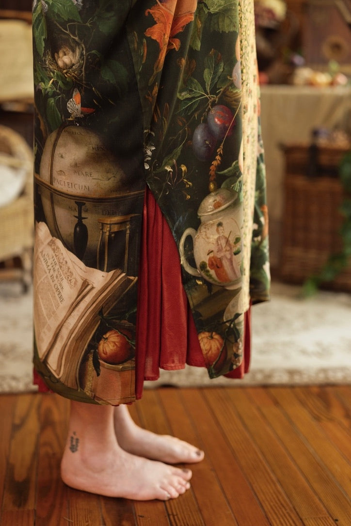 Market Of Stars - Labour of Love - Opera Duster Kimono Duster Robe - Florals & Violin