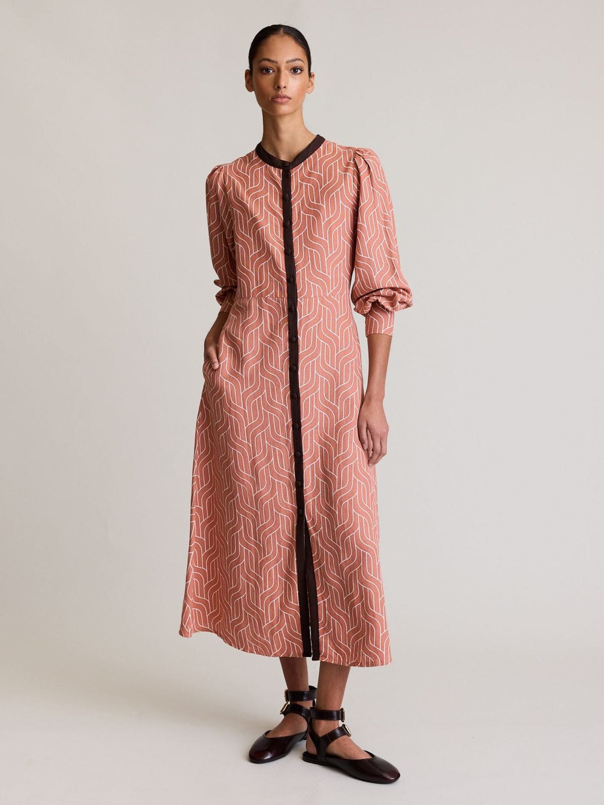 State Of Embrace - Weave Print Dress - Amber