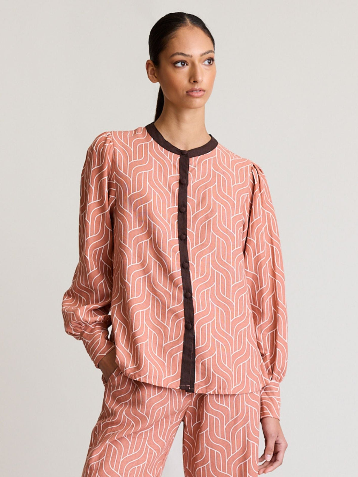 State Of Embrace - Weave Print Blouse - Amber