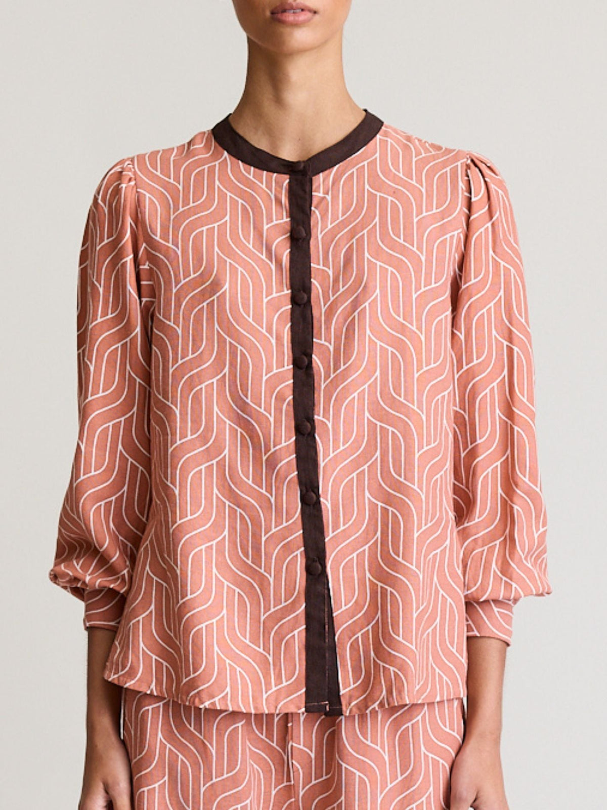 State Of Embrace - Weave Print Blouse - Amber