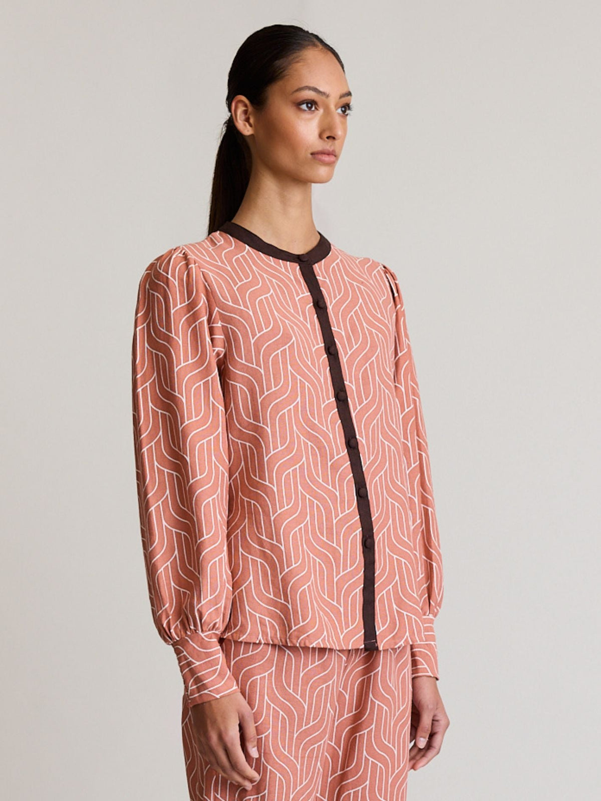 State Of Embrace - Weave Print Blouse - Amber