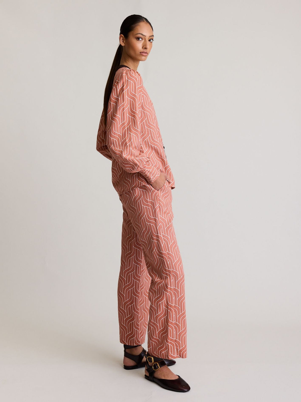 State Of Embrace - Weave Print Blouse - Amber
