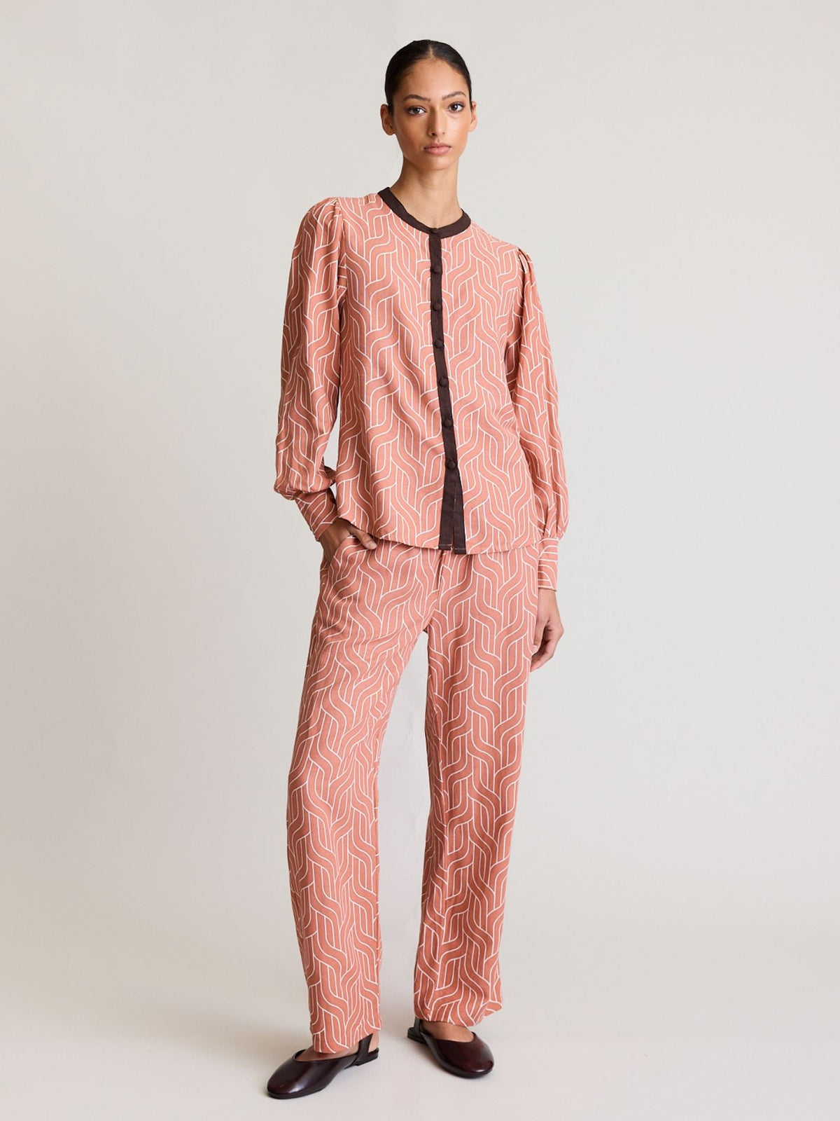 State Of Embrace - Wave Print Pant - Amber