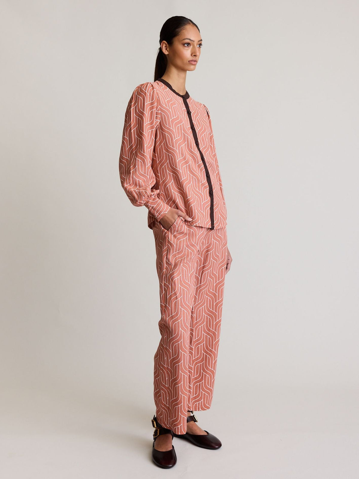 State Of Embrace - Wave Print Pant - Amber