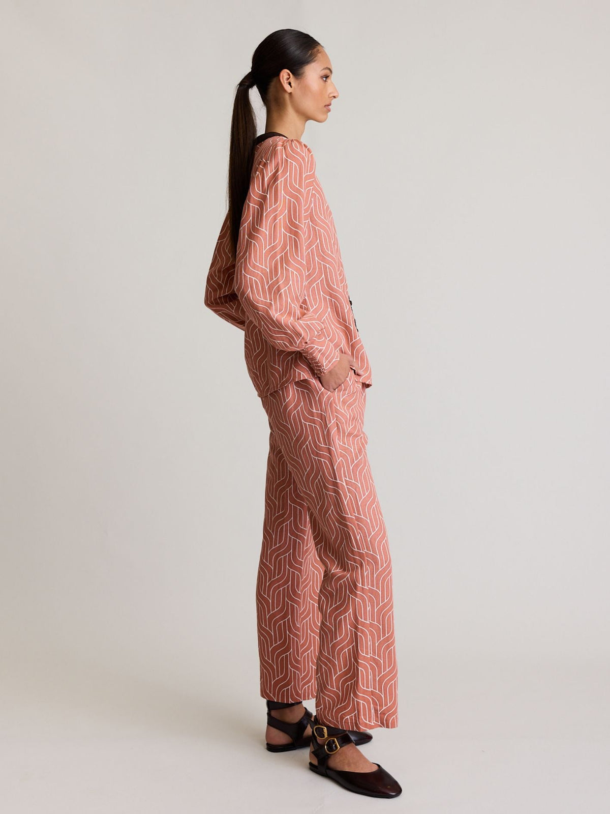 State Of Embrace - Wave Print Pant - Amber