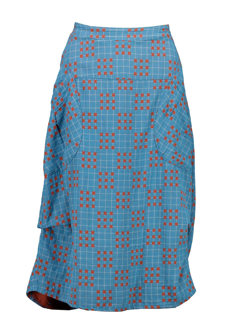 Olga Dre Polga ‘Milwaukee’ Network Skirt in Woven Cotton - Blue